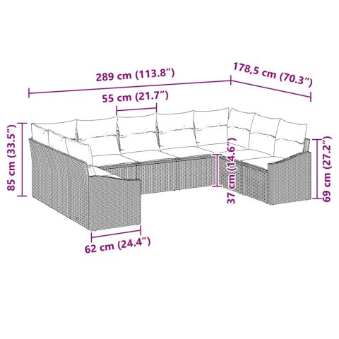 Zestaw Sof na Ogród 9 pcs Czarny Polirattan