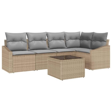 Zestaw Sof z poduszką 6 pcs Beżowy polirattan