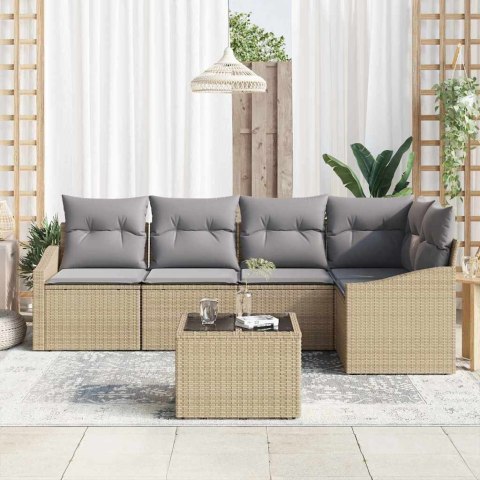 Zestaw Sof z poduszką 6 pcs Beżowy polirattan