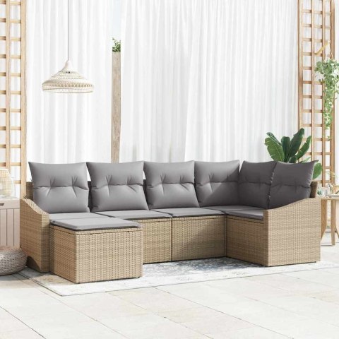 Zestaw Sof z poduszką 6 pcs Beżowy polirattan