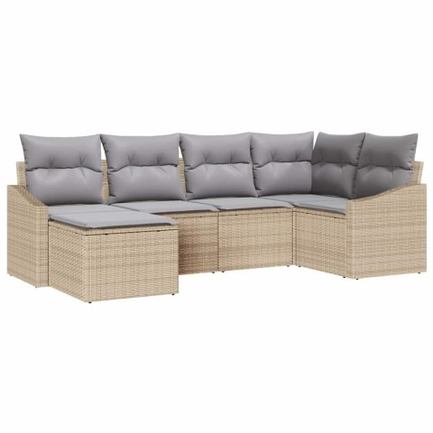 Zestaw Sof z poduszką 6 pcs Beżowy polirattan