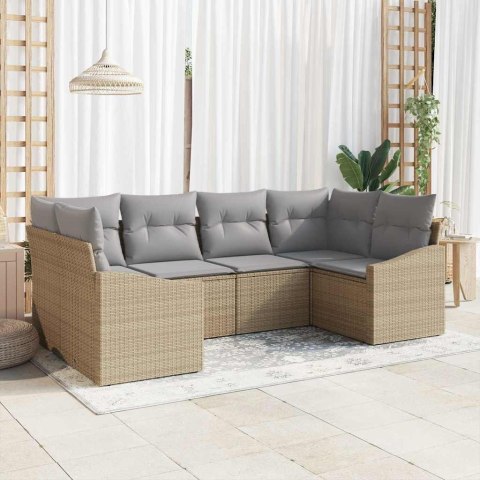 Zestaw Sof z poduszką 6 pcs Beżowy polirattan