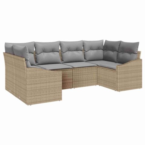Zestaw Sof z poduszką 6 pcs Beżowy polirattan