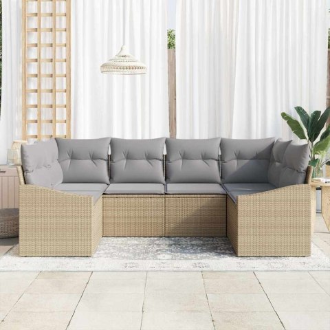 Zestaw Sof z poduszką 6 pcs Beżowy polirattan