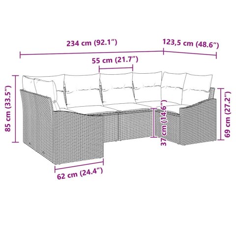 Zestaw Sof z poduszką 6 pcs Beżowy polirattan