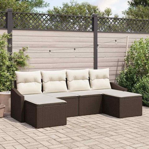 Zestaw Sof z poduszką 6 pcs Brązowy polirattan