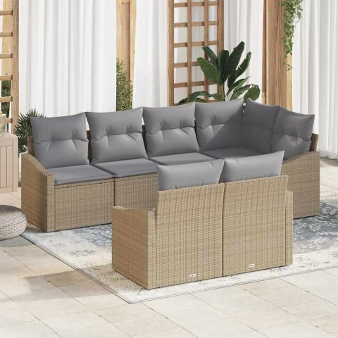 Zestaw Sof z poduszką 7 pcs Beżowy polirattan