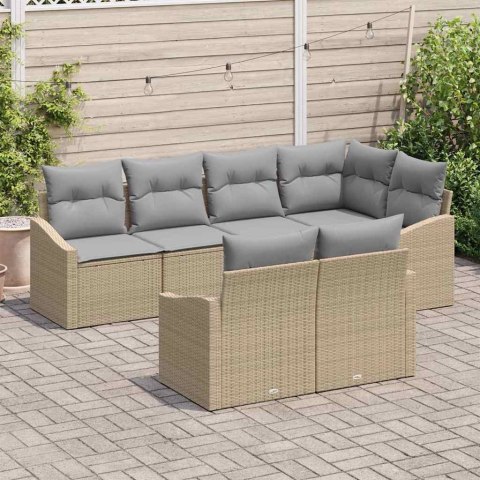 Zestaw Sof z poduszką 7 pcs Beżowy polirattan