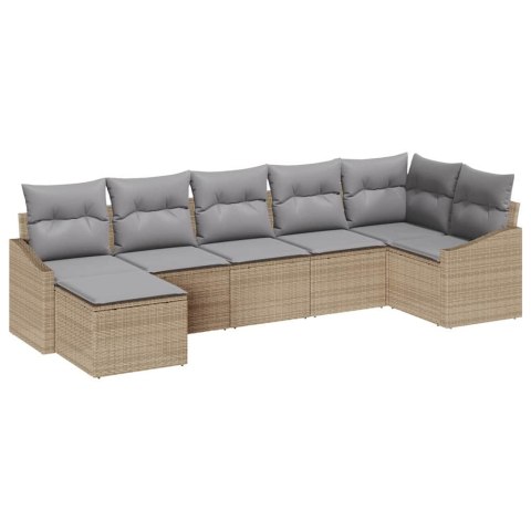 Zestaw Sof z poduszką 7 pcs Beżowy polirattan