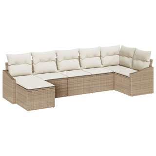 Zestaw Sof z poduszką 7 pcs Beżowy polirattan