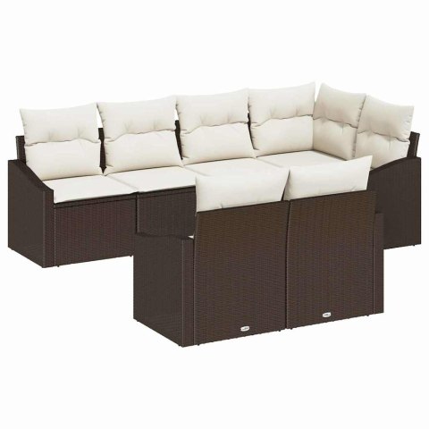 Zestaw Sof z poduszką 7 pcs Brązowy polirattan