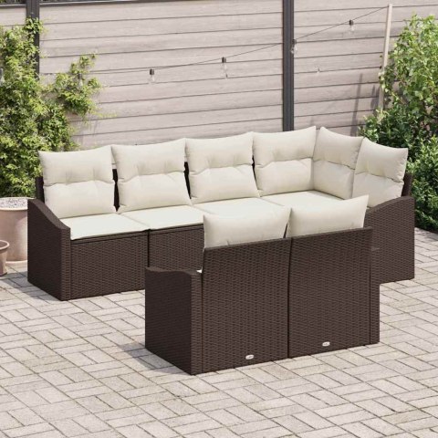 Zestaw Sof z poduszką 7 pcs Brązowy polirattan