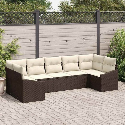 Zestaw Sof z poduszką 7 pcs Brązowy polirattan