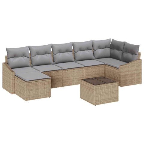 Zestaw Sof z poduszką 8 pcs Beżowy polirattan