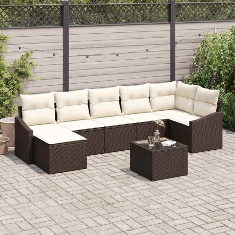 Zestaw Sof z poduszką 8 pcs Brązowy polirattan