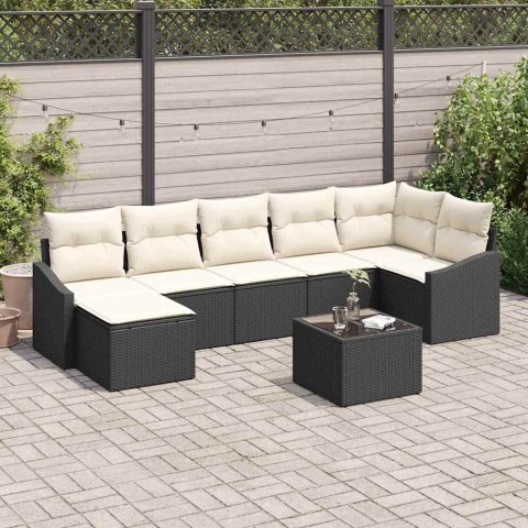 Zestaw Sof z poduszką 8 pcs Czarny polirattan