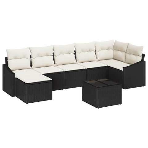 Zestaw Sof z poduszką 8 pcs Czarny polirattan