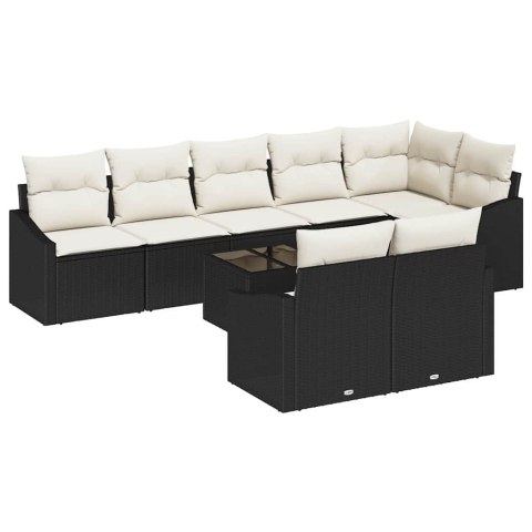 Zestaw Sof z poduszką 9 pcs Czarny polirattan