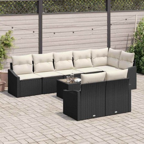 Zestaw Sof z poduszką 9 pcs Czarny polirattan