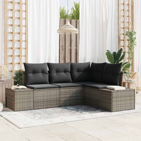 Zestaw Sof na Ogród 4 pcs Szary polirattan