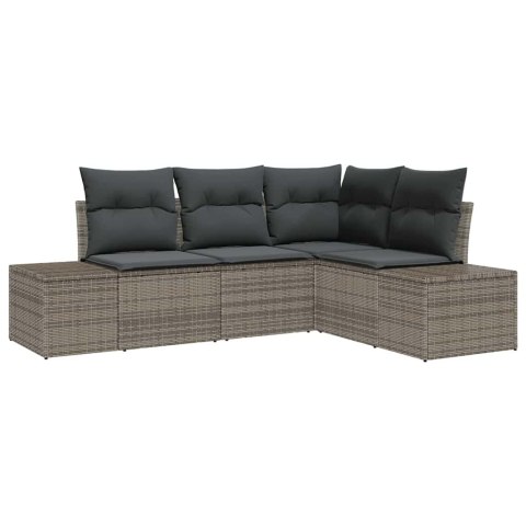 Zestaw Sof na Ogród 4 pcs Szary polirattan