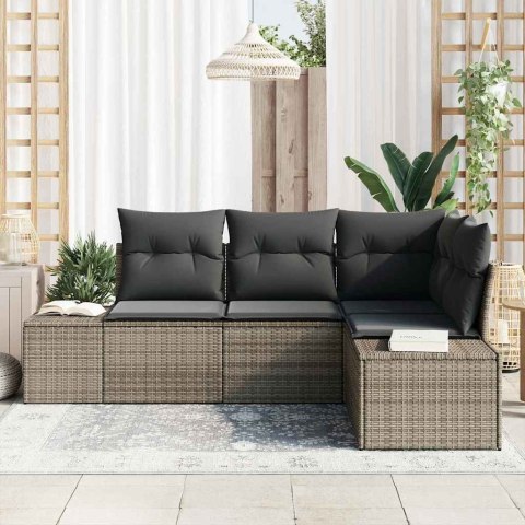 Zestaw Sof na Ogród 4 pcs Szary polirattan
