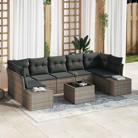 Zestaw Sof na Ogród 8 pcs Szary Polirattan
