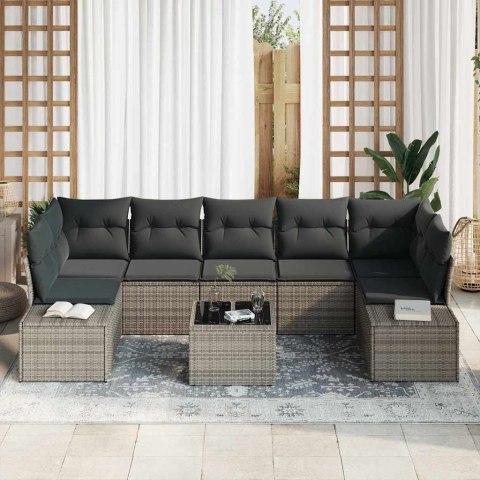 Zestaw Sof na Ogród 8 pcs Szary Polirattan
