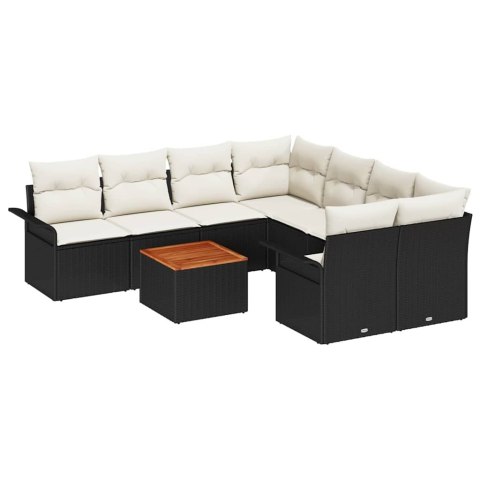 Zestaw Sof na Ogród 9 pcs Czarny Polirattan