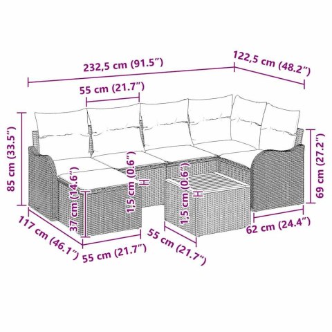 Zestaw Sof na Ogród 7 pcs Beżowy Polirattan