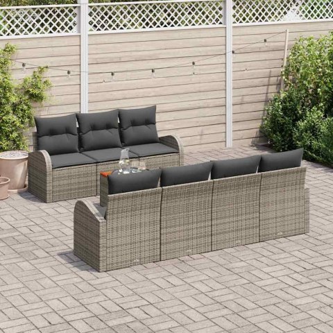 Zestaw Sof na Ogród 8 pcs Szary Polirattan