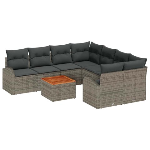 Zestaw Sof na Ogród 9 pcs Szary Polirattan