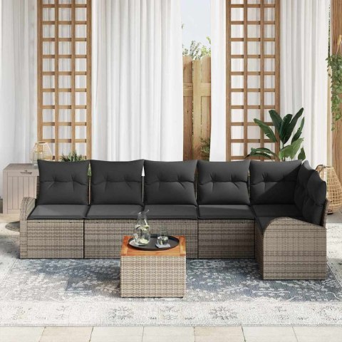 Zestaw Sof na Ogród 7 pcs Szary Polirattan