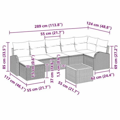 Zestaw Sof na Ogród 8 pcs Szary Polirattan