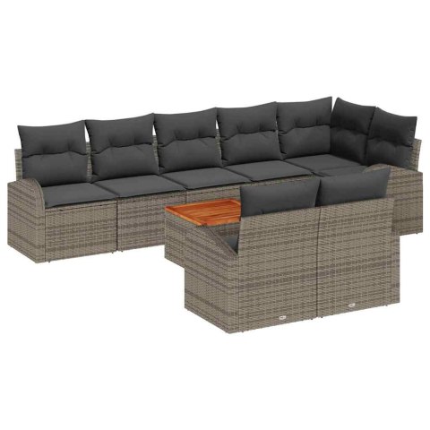 Zestaw Sof na Ogród 9 pcs Szary Polirattan