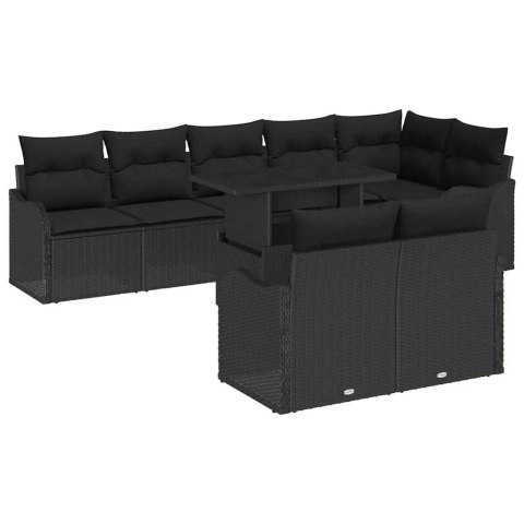 Zestaw wypoczynkowy z poduszką 9 pcs Czarny Polirattan