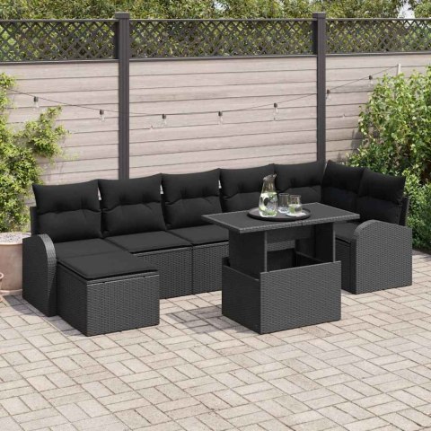 Zestaw Sof na Ogród z poduszką 8 pcs Czarny
