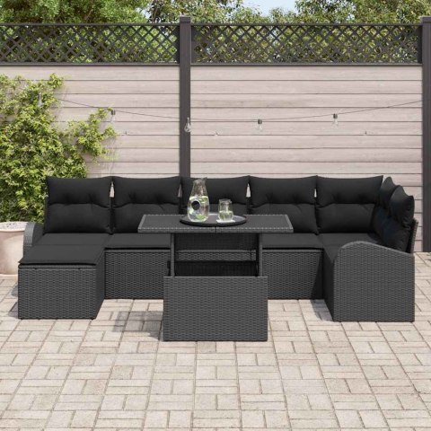 Zestaw Sof na Ogród z poduszką 8 pcs Czarny
