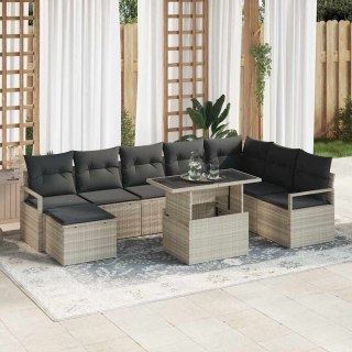 Zestaw Sof na Ogród z poduszką 9 pcs Jasnoszary