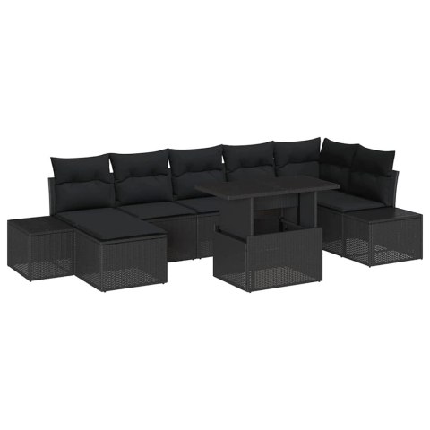 Zestaw Sof na Ogród z poduszką 8 pcs Czarny