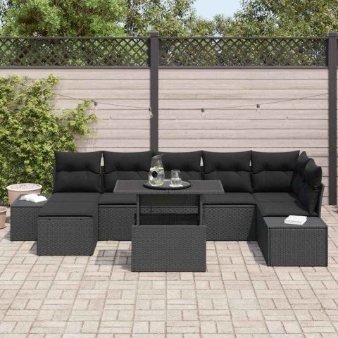 Zestaw Sof na Ogród z poduszką 8 pcs Czarny