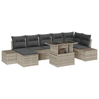 Zestaw Sof na Ogród z poduszką 8 pcs Jasnoszary