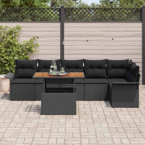 Zestaw Sof na Ogród z poduszką 7 pcs Czarny