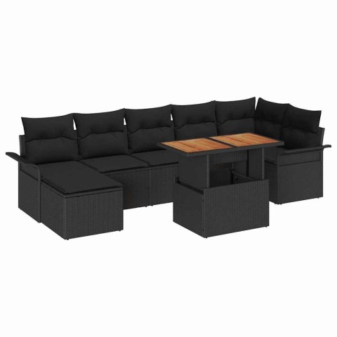 Zestaw Sof na Ogród z poduszką 8 pcs Czarny