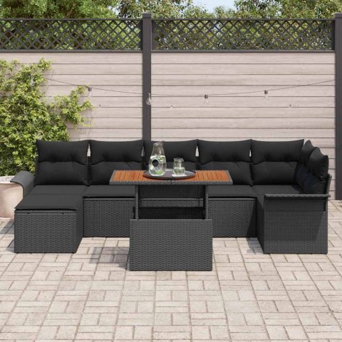 Zestaw Sof na Ogród z poduszką 8 pcs Czarny