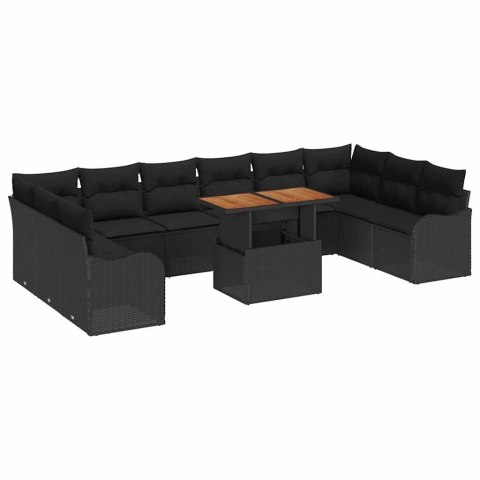 Zestaw Sof na Ogród z poduszką 11 pcs Czarny