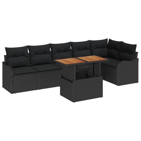 Zestaw Sof na Ogród z poduszką 7 pcs Czarny