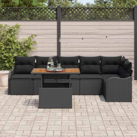 Zestaw Sof na Ogród z poduszką 7 pcs Czarny