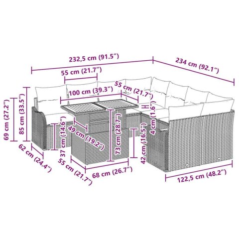 Zestaw Sof na Ogród z poduszką 7 pcs Szary