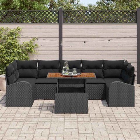 Zestaw Sof na Ogród z poduszką 8 pcs Czarny